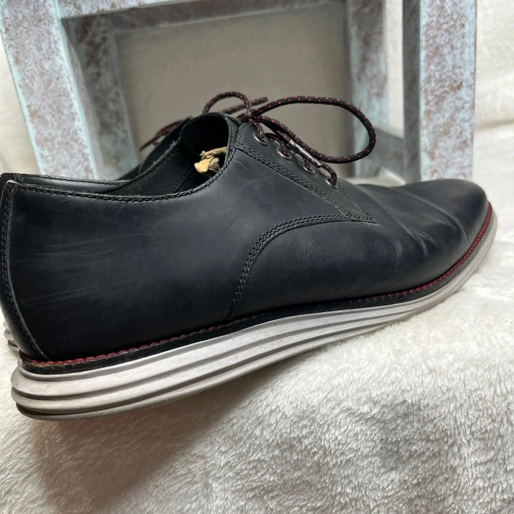 Cole Haan Mens Black Leather Grand Os‎ Oxford Lace Up Dress Shoes 10 M
